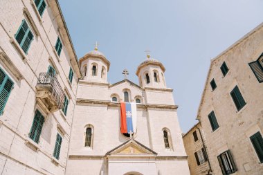 Facade and bell towers of the Church of St. Nicholas. Kotor, Montenegro. High quality photo clipart