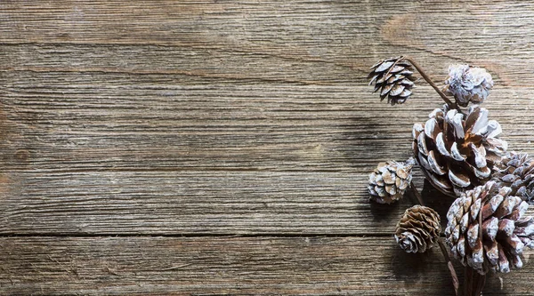 Pine Cones Wooden Plank Background Room Text — Stock Photo, Image