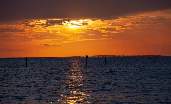 Sol Poniéndose Golfo México Cerca Destin Beach Florida — Foto de Stock