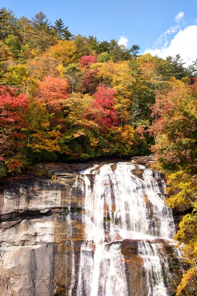 stock image Rainbow Falls in Gorge National Park, Western North Carolina with Autumn Colors on Trees.