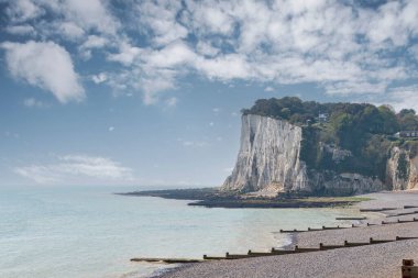 Dover 'ın Beyaz Kayalıkları, İngiltere' nin güneydoğu kıyısında bir dönüm noktası, tebeşir bileşimi için grev yapıyor..