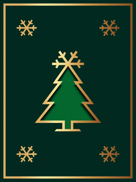 크리스마스 배경의 기하학적 미니멀리즘 스타일 눈송이 Xmas Tree Retro — 스톡 벡터