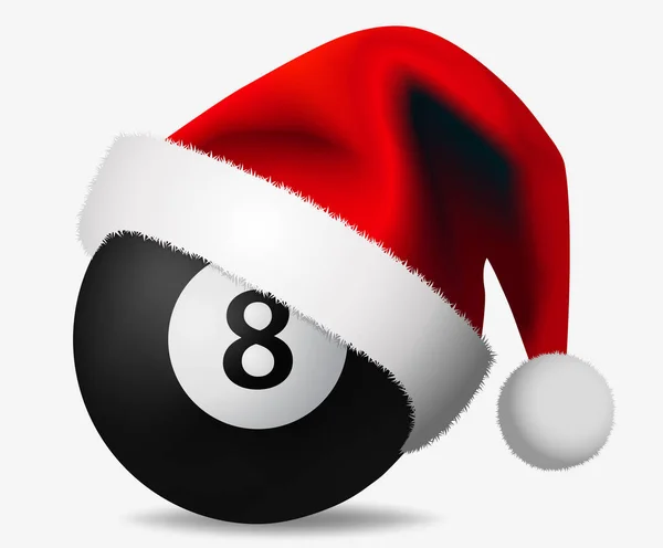 Ball Santa Claus Hat Bożonarodzeniowy Stół Bilardowy Lub Bilard Sport — Wektor stockowy