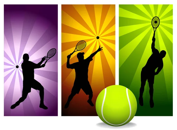 Tennis Player Silhouettes Vector Easy Change Colors Check Out Portfolio — Stock Vector