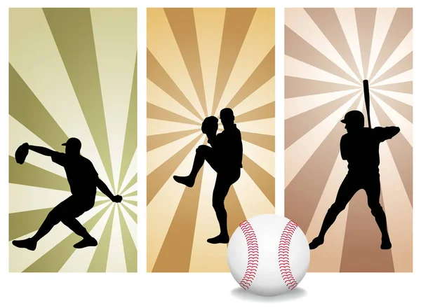 Baseball Játékosok Vektora Könnyű Színváltás Nézd Meg Portfóliómat Más Sziluettekért — Stock Vector
