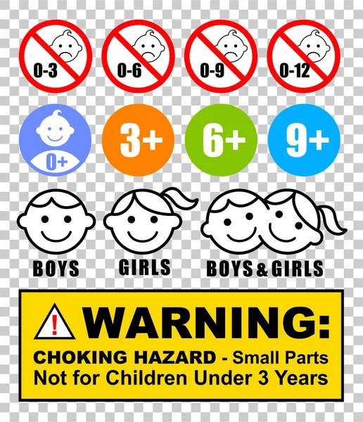 Varning Varning Kvävningsrisk Små Delar Inte Lämplig För Barn Symbol Stockillustration