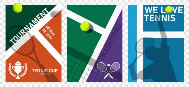 Tenis kupası - Poster, Bayrak ya da Flayer - Oyuncular, Raketler ve Top hatta ve net - Basit retro yarışması - Spor Şampiyonası Vektör İllüzyonu, Tenis oynamayı severiz