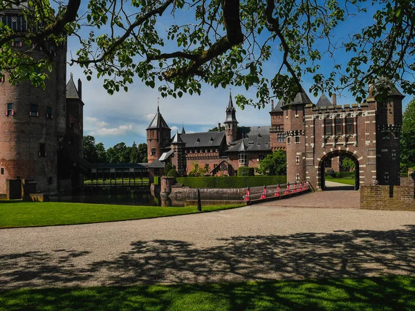 Zamek Haar Prowincji Utrecht Holandia Został Zbudowany Miejscu Pierwotnego Zamku — Zdjęcie stockowe