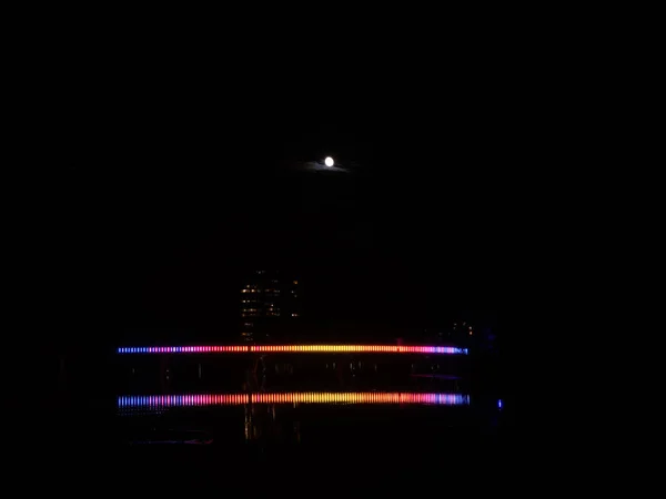 Pont Dans Ville Almere Aux Pays Bas Dans Flot Lumières — Photo