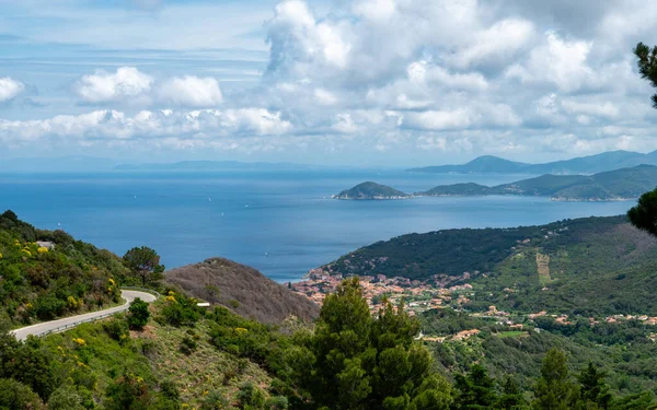 Вид Ландшафт Місто Марічіана Італійському Острові Ельба — стокове фото