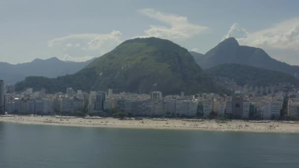 Drohne Panoramaaufnahme Der Stadt Rio Janeiro Und Des Copacabana Strandes — Stockvideo