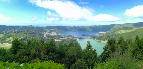 Lagoa Das Sete Cidades Miguel Azores Adasında Yer Alır Sularının — Stok fotoğraf