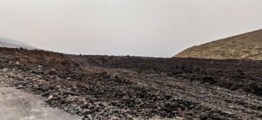 La Palma adasındaki Cumbre Vieja volkanından katılaşmış volkanik lav akıntısı