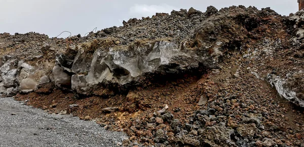 Flusso Lava Vulcanica Solidificata Dal Vulcano Cumbre Vieja Sull Isola — Foto Stock