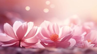 Bulanık arkaplanda pembe çiçekler