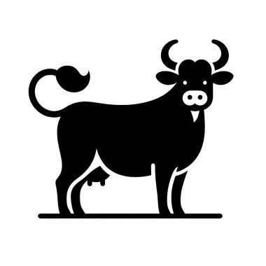 Beyaz arkaplanda izole edilmiş inek silueti çizimi