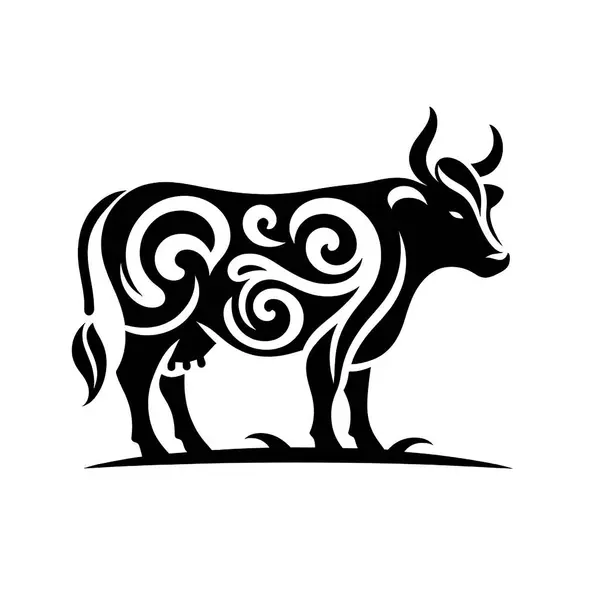 Beyaz arkaplanda izole edilmiş inek silueti çizimi