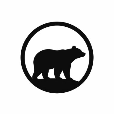Beyaz arka planda minimalist ayı logosu silueti