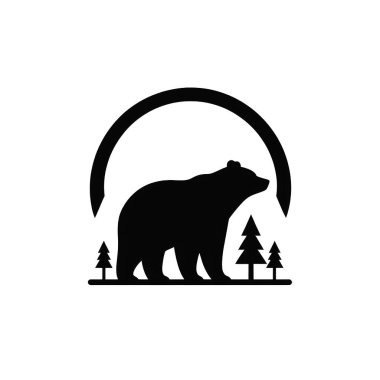 Beyaz arka planda minimalist ayı logosu silueti