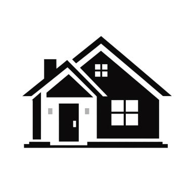 Beyaz arka planda minimalist ev logosu silueti