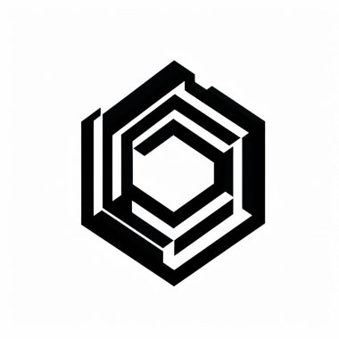 Beyaz arkaplanda minimalist soyut geometrik siluet logosu