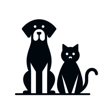 Minimalist köpek ve kedi logosu beyaz arka planda