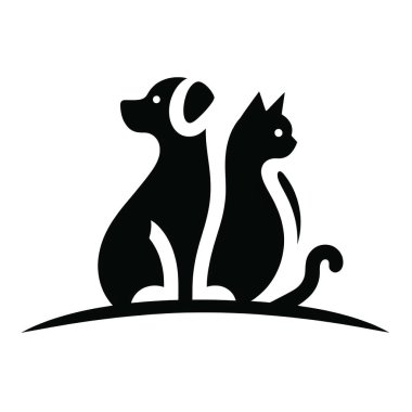 Minimalist köpek ve kedi logosu beyaz arka planda