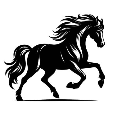 Beyaz arkaplanda izole edilmiş at silueti çizimi