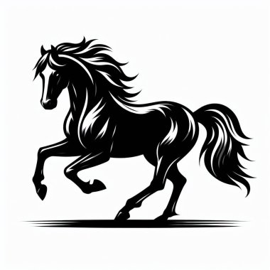 Beyaz arkaplanda izole edilmiş at silueti çizimi