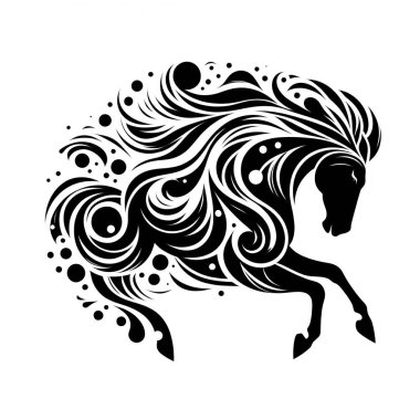 Beyaz arkaplanda izole edilmiş at silueti çizimi