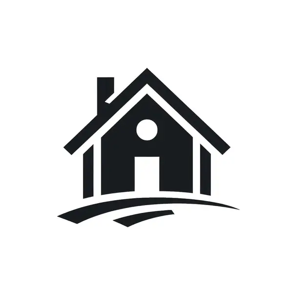 Beyaz arka planda minimalist ev logosu silueti