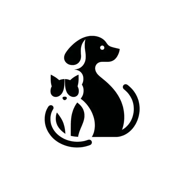 Minimalist köpek ve kedi logosu beyaz arka planda