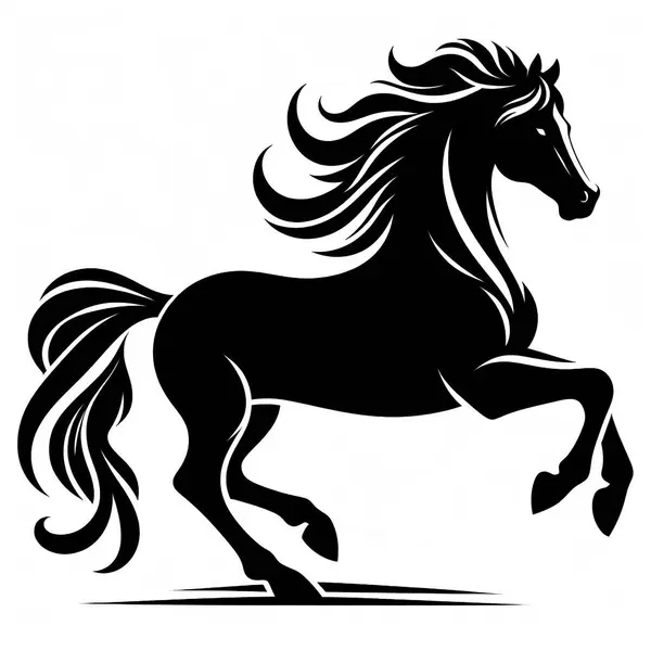 Beyaz arkaplanda izole edilmiş at silueti çizimi