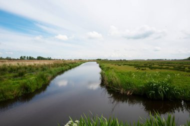 Hollanda 'da tipik kanal manzarası