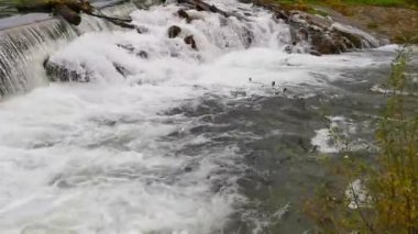 Dağda şelalesi olan sonbahar manzarası