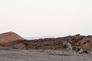 La Palma adasındaki Cumbre Vieja volkanından katılaşmış volkanik lav akıntısı