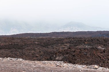 La Palma adasındaki Cumbre Vieja volkanından katılaşmış volkanik lav akıntısı