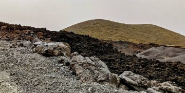La Palma adasındaki Cumbre Vieja volkanından katılaşmış volkanik lav akıntısı