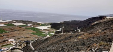 La Palma adasındaki Cumbre Vieja volkanından katılaşmış volkanik lav akıntısı