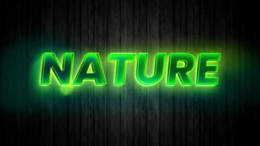 Doğa kelimesinin yeşil neon harflerle yazıldığı ve etrafında sigara içildiği animasyon.