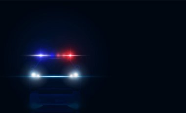 Şarj istasyonundaki elektrikli polis arabasını soyutlayın. Hitech iletişim konsepti yenilik arka plan vektör tasarımı.
