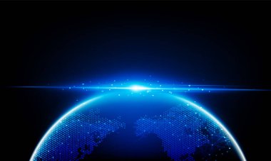 Genel ağ bağlantısı. Dünya haritası nokta ve çizgi kompozisyon konsepti küresel iş dünyası Hitech iletişim yenilik arka planı, vektör tasarımı