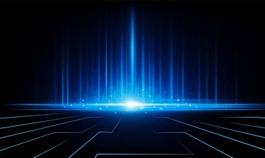 Soyut Kapı Fikir Işığı Şehir Yansıması Hitech iletişim yenilik konsepti arka plan, vektör tasarımı