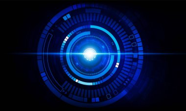 Soyut Kapı Açık Işık teknolojisi parmak taraması arka plan Hitech iletişim konsepti yeniliği ve özel anahtar vektör tasarımı.