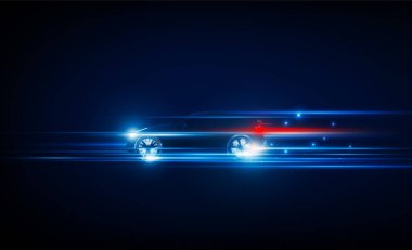 Soyut akıllı araba Yüksek hızlı Hitech iletişim konsepti yenilik arka planı, vektör tasarımı