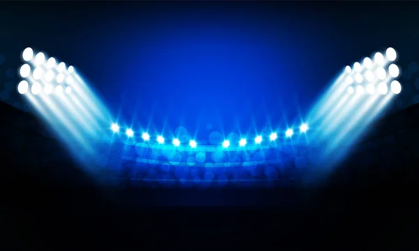 足球场有明亮的体育场灯光 可供体育及对抗竞争矢量设计之用 — 图库矢量图片