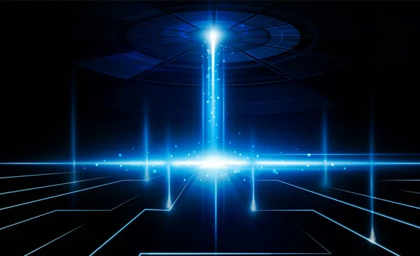 要約宇宙船ビームオープンキードアビジネスデジタルシティを明るくするハイテクコミュニケーションコンセプト革新の背景 ベクトルデザイン — ストックベクタ