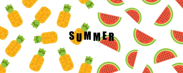 Sommer Vektor Illustrationen Einer Niedlichen Frucht Und Ein Muster Aus — Stockvektor