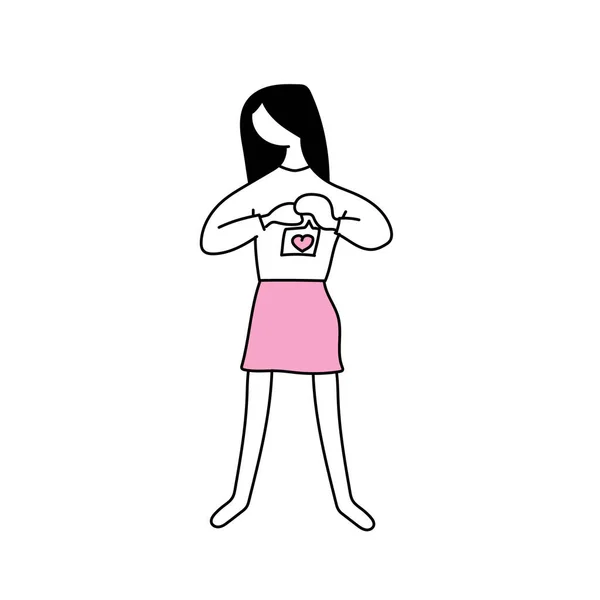 Κορίτσι Που Κρατάει Την Κόκκινη Καρδιά Απομονωμένη Λευκό Φόντο Διάνυσμα — Διανυσματικό Αρχείο