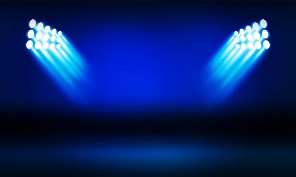 Mostra Abstrata Levou Palco Concerto Luz Com Feixe Azul Dois — Vetor de Stock